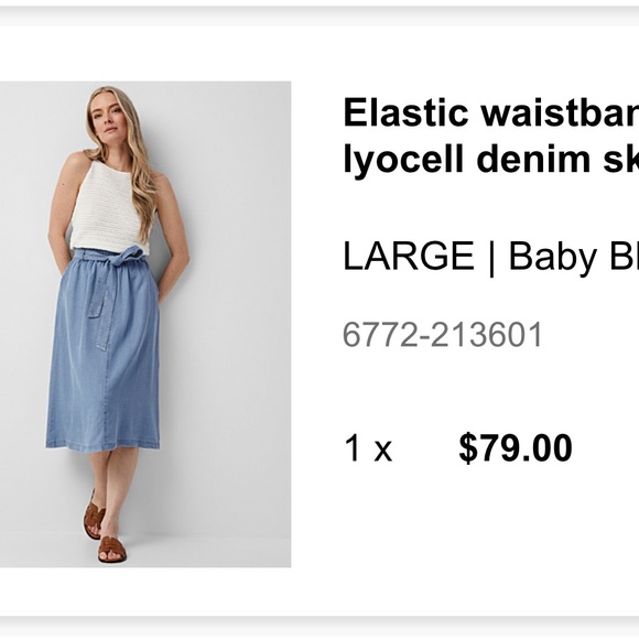 Simons Contemporaine brand elastic waistband lyocell denim skirt with belt - Picture 3 of 5